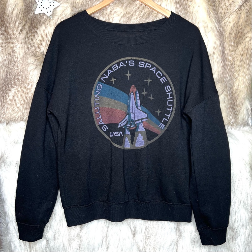 Zoe + Liv Black NASA Space Shuttle Crewneck Sweatshirt